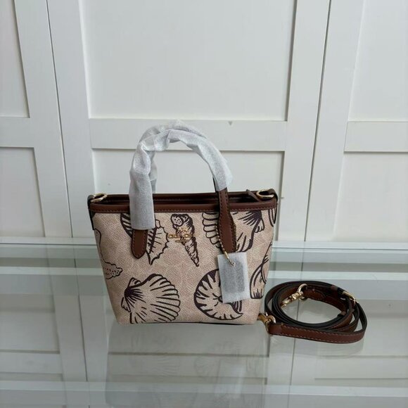 Coach City Mini Tote Bag In Signature CanvasWith Shell Print - Picture 1 of 8